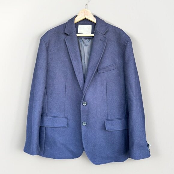 Vane Other - Vane Men's Navy Wool Herringbone 2 Button Blazer Size 44R Fall Winter Classic